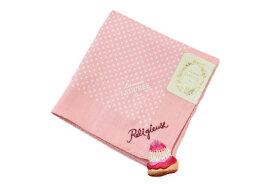ラデュレ ハンカチ 1枚 レディース ブランド LADUREE ピンク × 白 ドット カップケーキ プリント 女性 婦人 【あす楽】