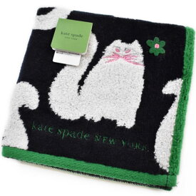 ケイトスペード ニューヨーク タオルハンカチ タオル ハンカチ 1枚 レディース 綿 高級 ブランド ハイブランド kate spade new york 黒 ブラック ホワイト ネコ ねこ 女性 婦人 母の日 20代 30代 40代 50代 プレゼント ギフト おしゃれ かわいい ハンドタオル ポイント消化