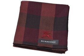 バーバリー ハンカチ 1枚 メンズ ブランド BURBERRY ボルドー × 茶 ブラウン ブロック チェック ロゴ 刺繍 男性 紳士 【あす楽】