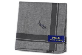 ポロ ラルフローレン ハンカチ 1枚 メンズ ブランド POLO Ralph Lauren グレー ライン ロゴ 刺繍 男性 紳士 【あす楽】