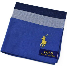 ポロ ラルフローレン ハンカチ 1枚 メンズ 綿 ブランド ハイブランド POLO Ralph Lauren 青 ブルー × 紺 ネイビー × 白 ホワイト ボーダー イエロー ロゴ 刺繍 男性 紳士 父の日 実用的 20代 30代 40代 50代 60代 70代 プレゼント ギフト おしゃれ ポイント消化