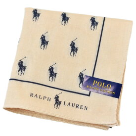 ポロ ラルフローレン ハンカチ 1枚 メンズ 綿 ブランド ハイブランド POLO Ralph Lauren ライトベージュ ポロプレイヤー プリント ライン 男性 紳士 父の日 実用的 20代 30代 40代 50代 60代 70代 プレゼント ギフト おしゃれ ポイント消化