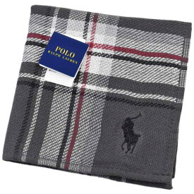 ポロ ラルフローレン タオルハンカチ タオル ハンカチ 1枚 メンズ 綿 ブランド POLO Ralph Lauren グレー 白×赤×黒 チェック ロゴ 刺繍 男性 紳士 父の日 実用的 20代 30代 40代 50代 60代 70代 プレゼント ギフト おしゃれ ハンドタオル ポイント消化