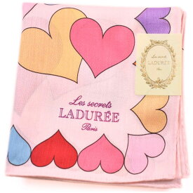 ラデュレ ハンカチ レディース 綿 高級 ブランド ハイブランド LADUREE UREE ハート リボン ロゴ パステル ピンク マルチカラー 女性 婦人 母の日 20代 30代 40代 50代 60代 70代 プレゼント ギフト おしゃれ かわいい 大人 ホワイトデー ポイント消化