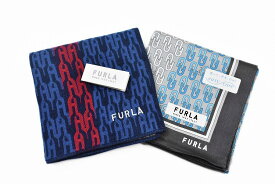 フルラ ハンカチ 2枚 セット メンズ ブランド FURLA ネイビー レッド ライン ロゴ デザイン × グレー ロゴ デザイン 男性 紳士 父の日 【あす楽】