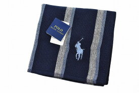 ポロ ラルフローレン タオルハンカチ タオル ハンカチ 1枚 メンズ ギフト プレゼント 綿 ブランド ビジネス POLO Ralph Lauren 紺 ネイビー × グレー ストライプ ロゴ 刺繍 男性 紳士 ハンドタオル 【あす楽】