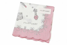 ジル スチュアート ハンカチ 1枚 レディース ブランド JILLSTUART ホワイト × ピンク コスメ 宝石 プリント スカラップ 女性 婦人 母の日 【あす楽】