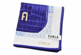 フルラ ハンカチ レディース 1枚 ブランド FURLA ライトブルー ロゴ ネイビー バッグ プリント デザイン 女性 婦人 【あす楽】