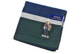 ポロ ラルフローレン ハンカチ 1枚 メンズ ポロベア ベア くま ギフト プレゼント 綿 ブランド POLO Ralph Lauren グリーン × 紺 ネイビー× イエロー ボーダー ロゴ 刺繍 男性 紳士 【あす楽】