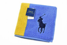 ポロ ラルフローレン タオルハンカチ タオル ハンカチ 1枚 メンズ ギフト プレゼント 綿 ブランド ビジネス POLO Ralph Lauren ライト ブルー × イエロー バイカラー ロゴ 刺繍 男性 紳士 ハンドタオル 【あす楽】