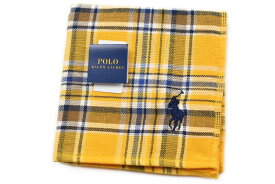 ポロ ラルフローレン タオルハンカチ タオル ハンカチ 1枚 メンズ ギフト プレゼント 綿 ブランド POLO Ralph Lauren 黄色 イエロー × 青 ブルー チェック ロゴ 刺繍 20代 30代 40代 50代 60代 70代 男性 紳士 父の日 実用的 ハンドタオル 【あす楽】