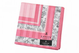 ランバン コレクション 大判 ハンカチ 1枚 レディース ブランド LANVIN COLLECTION ピンク ライン フラワー デザイン 女性 婦人 母の日 【あす楽】