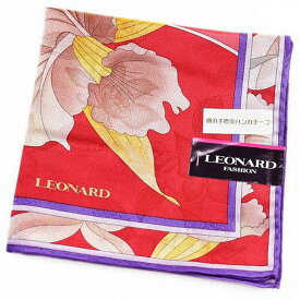 レオナール 大判 ハンカチ シルク 混 レディース 1枚 ブランド LEONARD フラワー 花 プリント 赤 レッド 茶 ブラウン 女性 婦人 プレゼント ギフト お礼の品 20代 30代 40代 50代 60代 かわいい 大人 可愛い ハンカチギフト プチギフト 母の日 ハンカチーフ