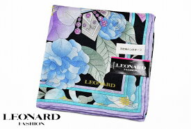 レオナール 大判 ハンカチ シルク 混 レディース 1枚 ブランド LEONARD フラワー 花 黒 ブラック ブルー パープル 女性 婦人 プレゼント ギフト お礼の品 20代 30代 40代 50代 60代 かわいい 大人 可愛い ハンカチギフト プチギフト 母の日 ハンカチーフ
