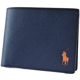 ポロ ラルフローレン 二つ折り 財布 メンズ ブランド POLO Ralph Lauren コントラストレザー With カラーポニー 箱無 紺 ネイビー オレンジ 20代 30代 40代 50代 60代 プレゼント ギフト おしゃれ 男性 紳士 本革 P-CP211 訳あり