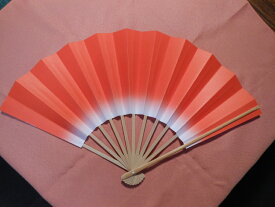 カラー扇子　朱赤