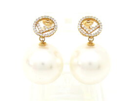 フェンディ 8AG858 A8SI FI8A4 GPメタル フェイクパール ラインストーン エフ イズ フェンディ ピアス 【池袋店】【中古】