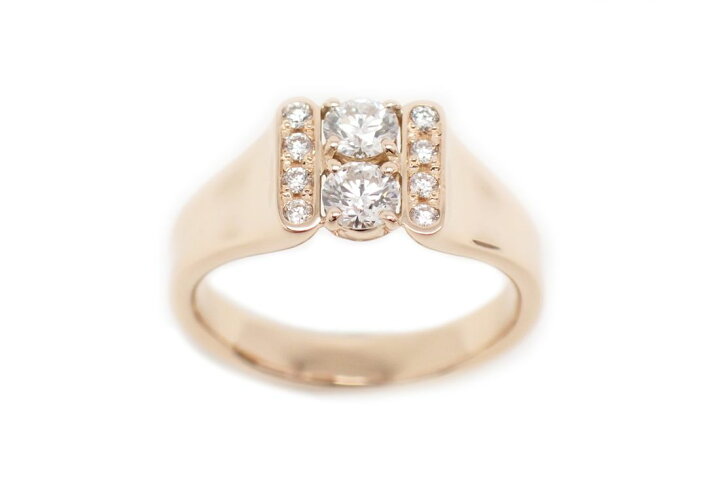 楽天市場】K18PG 2Pダイヤ0.40ct メレダイヤ0.10ct デザイン リング 