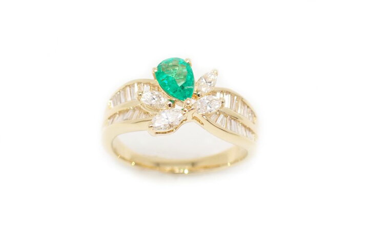 楽天市場】K18YG ペアシェイプカットエメラルド 0.36ct マーキスカット 