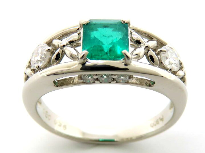 楽天市場】Pt900 エメラルド0.60ct ダイヤ0.36ct リング#11.5【池袋店  