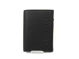 グッチ 835076 AAE1W 1000 レザー ブラック ロゴ ウォレット 二つ折り財布【池袋店】【中古】