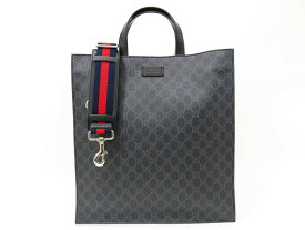 グッチ 495559 GGスプリーム レザー ブラック トートバッグ 2wayバッグ 【池袋店】【中古】