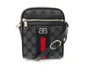 バレンシアガ×グッチ 680129 キャンバス レザー ブラック ザ ハッカープロジェクトコラボ ショルダーバッグ 【池袋店】【中古】