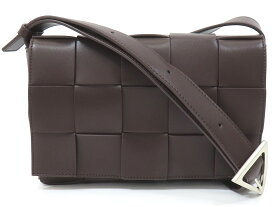 ボッテガ・ヴェネタ 737950 レザー ダークブラウン系×グリーン系 カセット クロスボディバッグ ショルダーバッグ【池袋店】【中古】