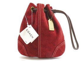 コーチ スエード ボルドー系 巾着 ポーチ【池袋店】【中古】