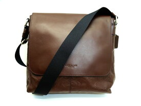 コーチ F72220 シグネチャーレザー ダークブラウン チャールズ スモール メッセンジャー バッグ ※アウトレット品 【池袋店】【中古】