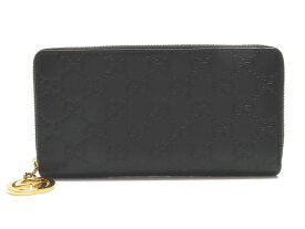 【新着】グッチ 409342 グッチシマレザー ブラック ジップアラウンド ウォレット 長財布【池袋店】【中古】