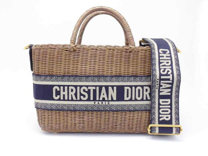 Christian Dior かごバッグ ベージュ/ネイビー