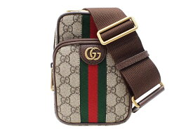 グッチ 752565 GGスプリームキャンバス×レザー ベージュ×エボニー×グリーン×レッド×グリーンウェブストライプ オフディア GG スモール クロス ボディバッグ 【新宿店】【中古】