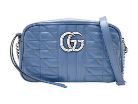 グッチ 447632 レザー ブルー GGマーモント キルティング スモール ショルダーバッグ 【新宿店】【中古】
