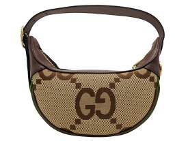 グッチ 658551 GGキャンバス×レザー キャメル×エボニー グリーン×レッド×グリーンウェブストライプ ジャンボ GG ミニバッグ 【新宿店】【中古】