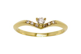 4℃ K18YG ダイヤ 6Pメレダイヤ Vデザイン リング ＃9.5【新宿店】【中古】