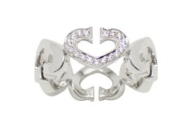 カルティエ K18WG メレダイヤ Cハート リング ＃53【新宿店】【中古】【新着】