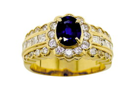 K18YG ブルーサファイア0.78ct メレダイヤ1.06ct デザイン リング #10.5 【新宿店】【中古】【新着】