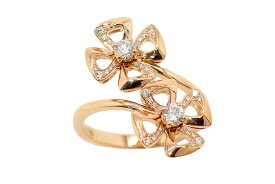 ブルガリ K18PG 2Pダイヤ パヴェダイヤ フィオレヴァー リング #55【新宿店】【中古】