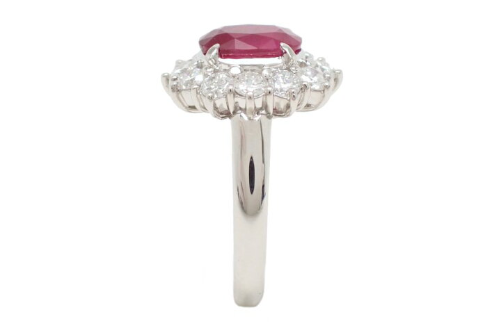 楽天市場】Pt900 オーバルカットルビー2.18ct メレダイヤ1.04ct  