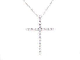 スタージュエリー K18WG メレダイヤ0.20ct クロス ネックレス【新宿店】【中古】【新着】