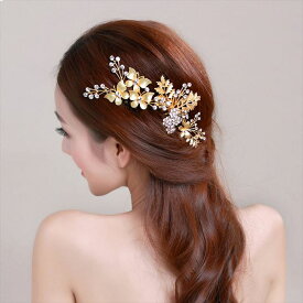 【期間限定セール★40%OFF】髪飾り 結婚式 成人式 花 フラワー リーフ ゴージャス コーム 3個 セット ヘアアクセサリー レディース 髪留め ヘッドアクセ ドレス 和装 袴 ブライダル 花嫁 振袖 お呼ばれ ヘアピン ヘアアレンジ かんざし 卒業 入学式 卒園式 結婚式 成人式