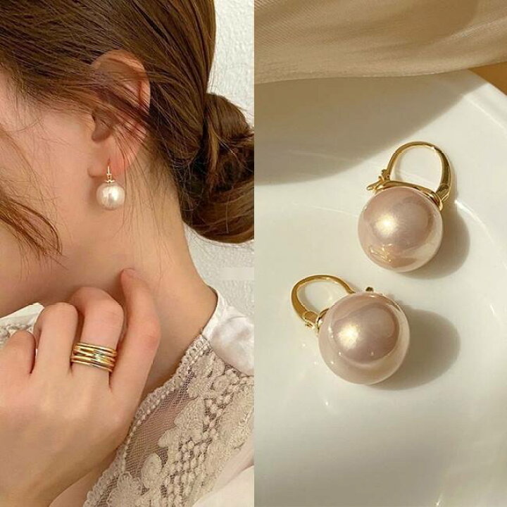 楽天市場】ピアス パーツ パール ゴールド レトロ 一粒 大粒 両耳  