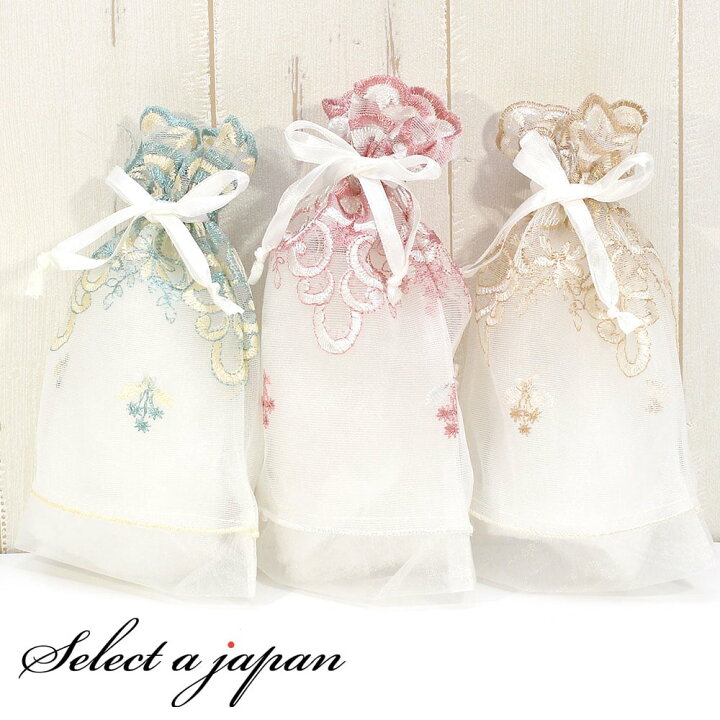 楽天市場 マラソンsale 巾着袋 13cm 18cm オーガンジー 花刺繍 ラッピング 包装 巾着ポーチ 小物入れ ピンク ベージュ 緑 グリーン マスク入れ マスクケース 持ち運び おしゃれ かわいい 折りたたみ 携帯 ラッピング材 プレゼント ギフトバッグ 梱包 包装 贈り物
