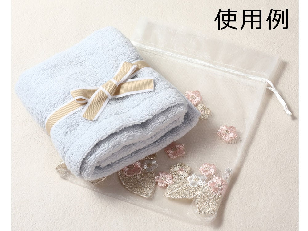 楽天市場】巾着袋 (15cm×20cm) オーガンジー 3色花刺繍 ラッピング
