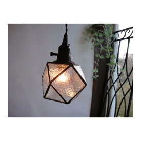 【最大500円OFFクーポン】☆アンティーク調ステンドグラススクエアランプ　クリア　143洋館ペンダントランプ天井照明アンティークシンプルレトロRCP】