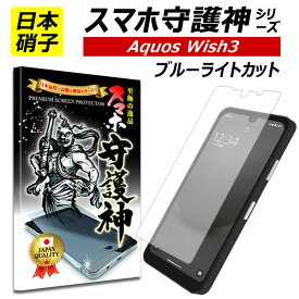 【日本製硝子】AQUOS wish3 ブルーライトカット 保護フィルム アクオス ウィッシュ3 ガラスフィルム アクオス wish3 フィルム SH-53D