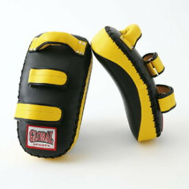 【送料無料】カーブキックミット 051 黄色2個セット (高級レザー) キックボクシング・空手用 GLOBAL SPORTS グローバルスポーツ