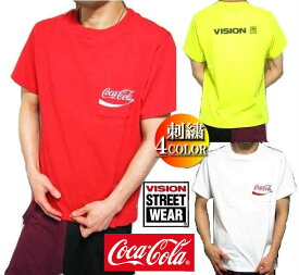 コカコーラ コカ・コーラ グッズ Tシャツ メンズ 刺繍/ポケット コラボ VISION/ヴィジョン/ロゴ coca cola 4カラー/M-L