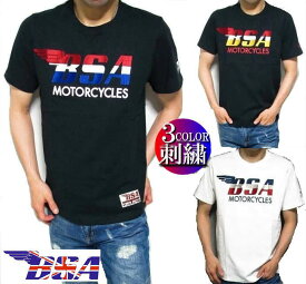 BSA Tシャツ メンズ 刺繍 バーミンガムスモールアームズ シンプル/ビッグロゴ 半袖 ブラック/ホワイト M-XL